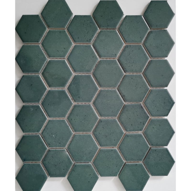 Keramisches Mosaik Castello Hexagon Dunkelgrün 32x28_4330542115723
