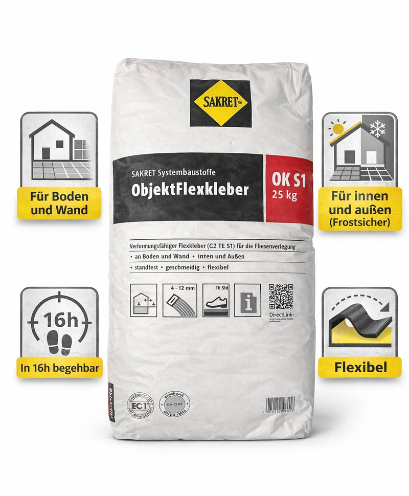 Fliesenkleber Sakret - Objektkleber C2 TE S1
