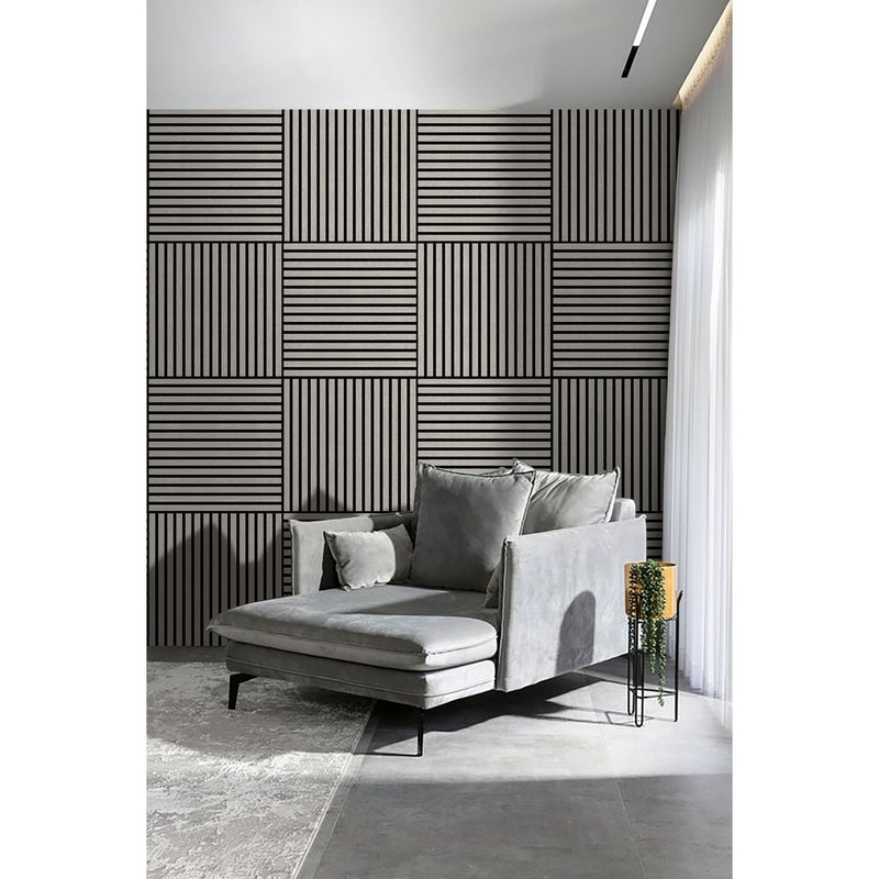 Akustikpaneel Eiche Grau Matt - Schwarzer Filz - 60x60cm-4330542119752