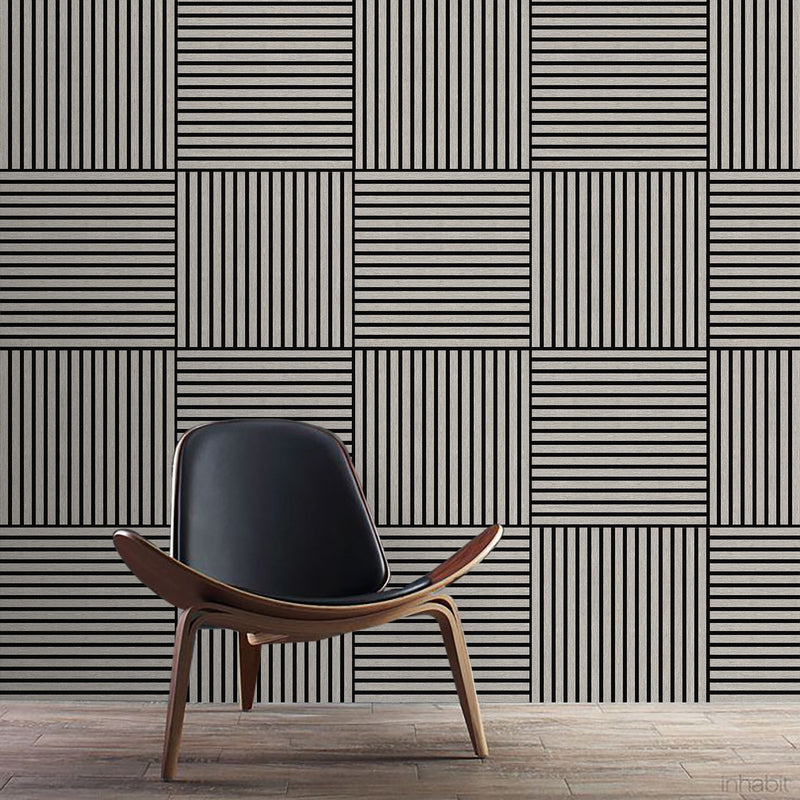 Akustikpaneel Eiche Grau Matt - Schwarzer Filz - 60x60cm-4330542119752
