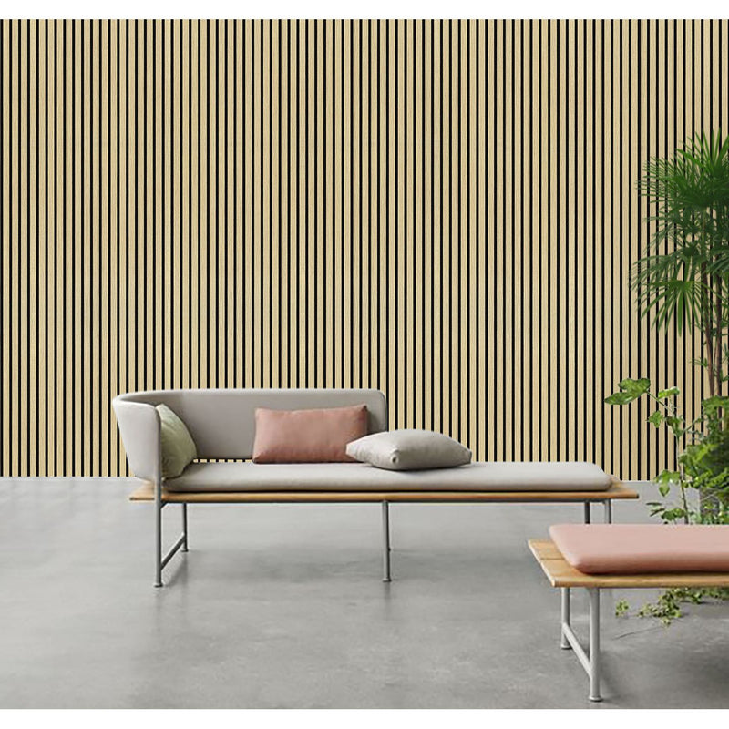 Akustikpaneel Eiche Hellbraun Matt - Schwarzer Filz - 60x240cm-4330542119707