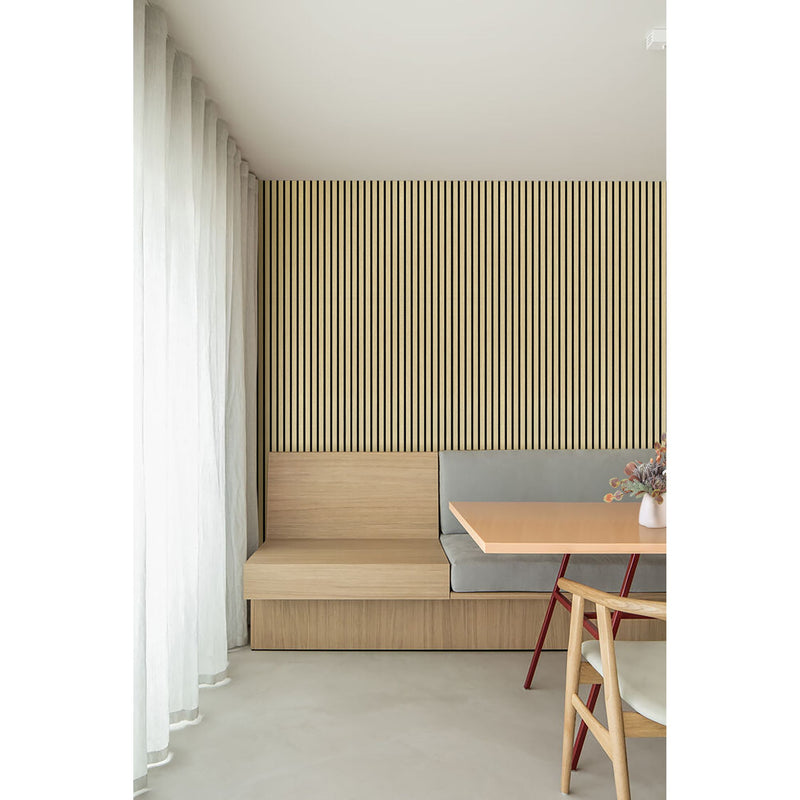 Akustikpaneel Eiche Hellbraun Matt - Schwarzer Filz - 60x240cm-4330542119707
