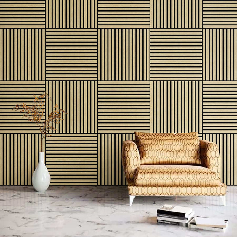 Akustikpaneel Eiche Hellbraun Matt - Schwarzer Filz - 60x60cm-4330542119769