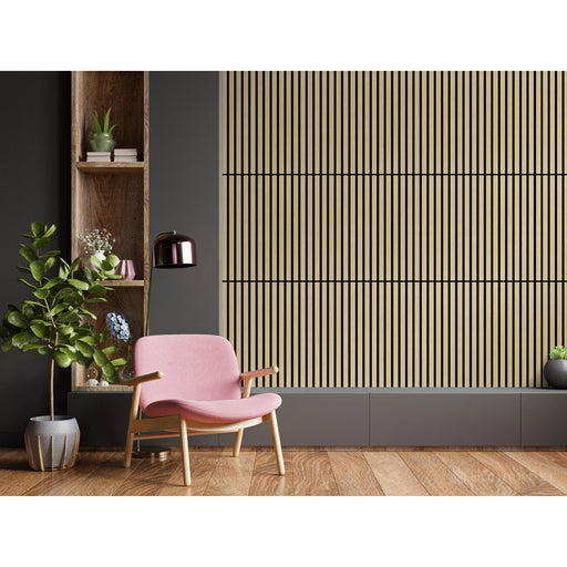 Akustikpaneel Eiche Hellbraun Matt - Schwarzer Filz - 60x60cm-4330542119769