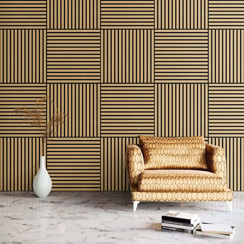 Akustikpaneel Eiche Brau Geölt Matt - Schwarzer Filz - 60x240cm-4330542119776