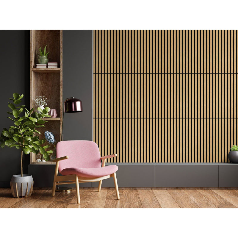Akustikpaneel Eiche Brau Geölt Matt - Schwarzer Filz - 60x240cm-4330542119776