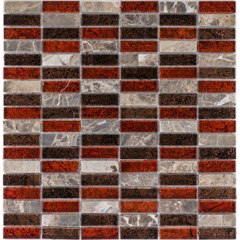 Glas & Marmor Mosaik Metalica Marron Glasmix Rot Braun Parallel - FliesenExpress - Fliesen günstig kaufen_4330542057269