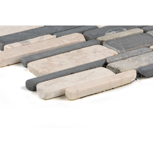 Marmormix Black Grey Creme getrommelt 3-Bahn