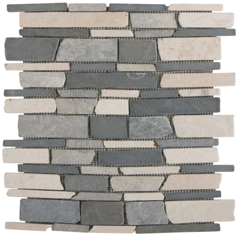 Marmormix Black Grey Creme getrommelt 3-Bahn