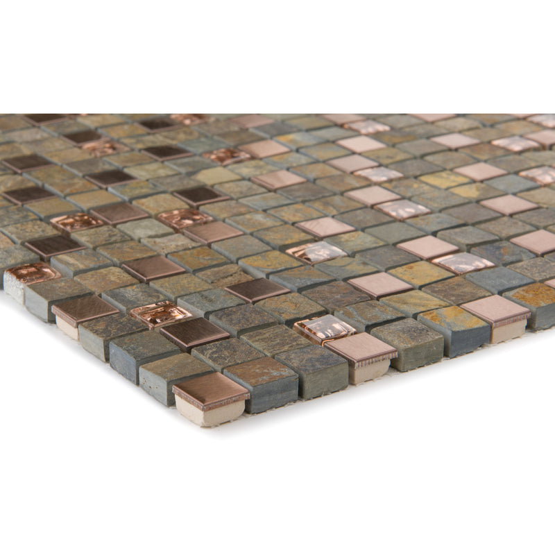 Glas & Naturstein Mosaik Perlmutt Schiefer Multicolor Kupfer - FliesenExpress - Fliesen günstig kaufen_4330542066285