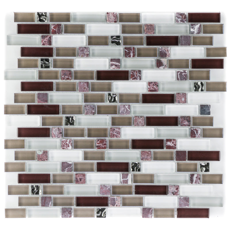 Glas & Naturstein Mosaik Marble Violett Glasmix Braun Grau Weiß Brick - FliesenExpress - Fliesen günstig kaufen_4330542066315
