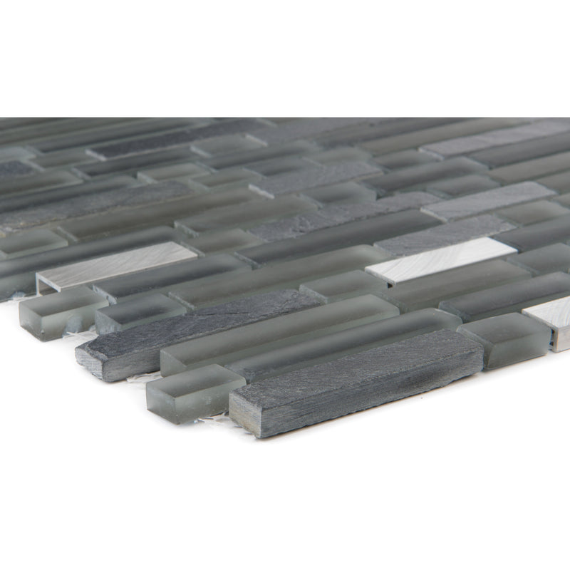Glas Schwarz Schiefer Graphit Edelstahl Brick - FliesenExpress - Fliesen günstig kaufen_4330542066407