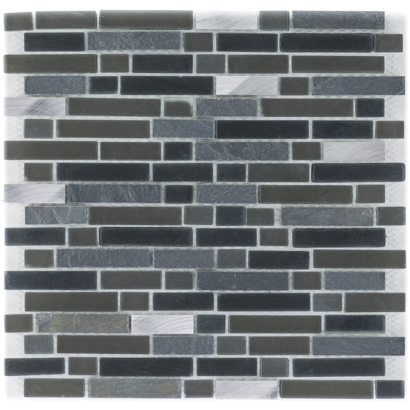 Glas Schwarz Schiefer Graphit Edelstahl Brick - FliesenExpress - Fliesen günstig kaufen_4330542066407