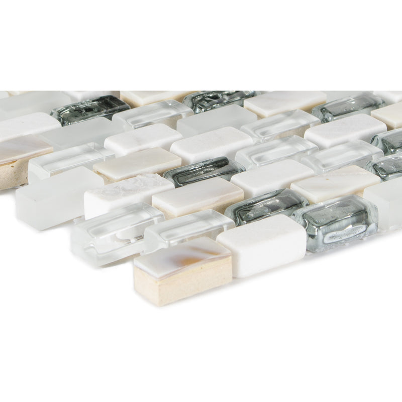 Glas & Mamor Mosaik 5th Avenue White Mix Seashell - FliesenDeal24 - Fliesen günstig kaufen