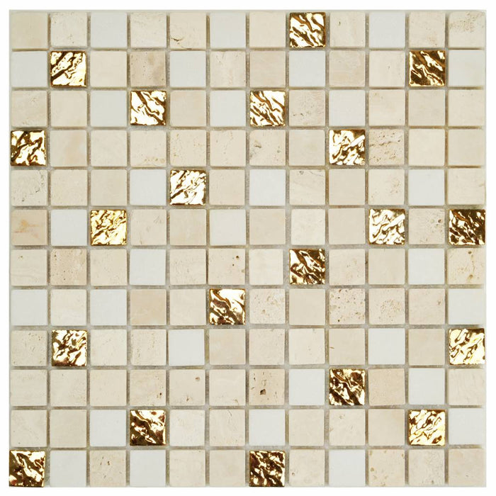Mosaik Marmor Roma Gold Mosaikmatte 30x30cm
